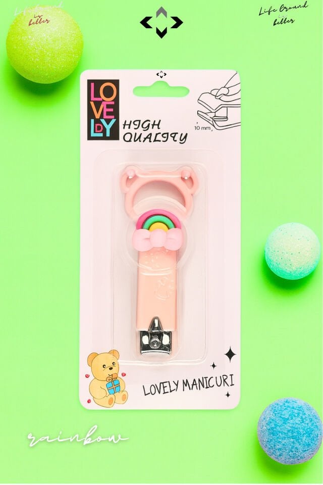 RAİNBOW LOVEL Sevimli Tırnak Makası Desenli Kabartmalı Kılıflı Tırnak Makası Çocuk Bebek Tırnak