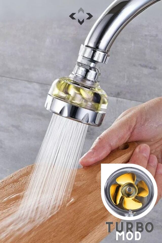 360 Derece Dönerli Turbo Pervane Modlu Musluk Ucu Aparatı Tasarruflu Tazyik Perlatör Musluk Başlığı