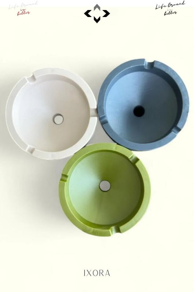 IXORA 3 ADET Oto Küllük Çok Amaçlı Söndürmeden At Küllük Çizgi Desenli Bahçe Balkon Küllük