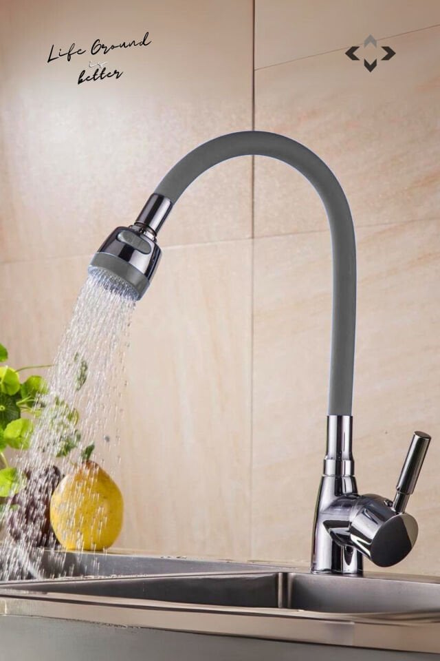 GRİ Silikon Oynar Başlıklı Musluk Başlığı LUXURY 2 Fonksiyonlu Musluk Hortumu Kubar Musluk Borusu