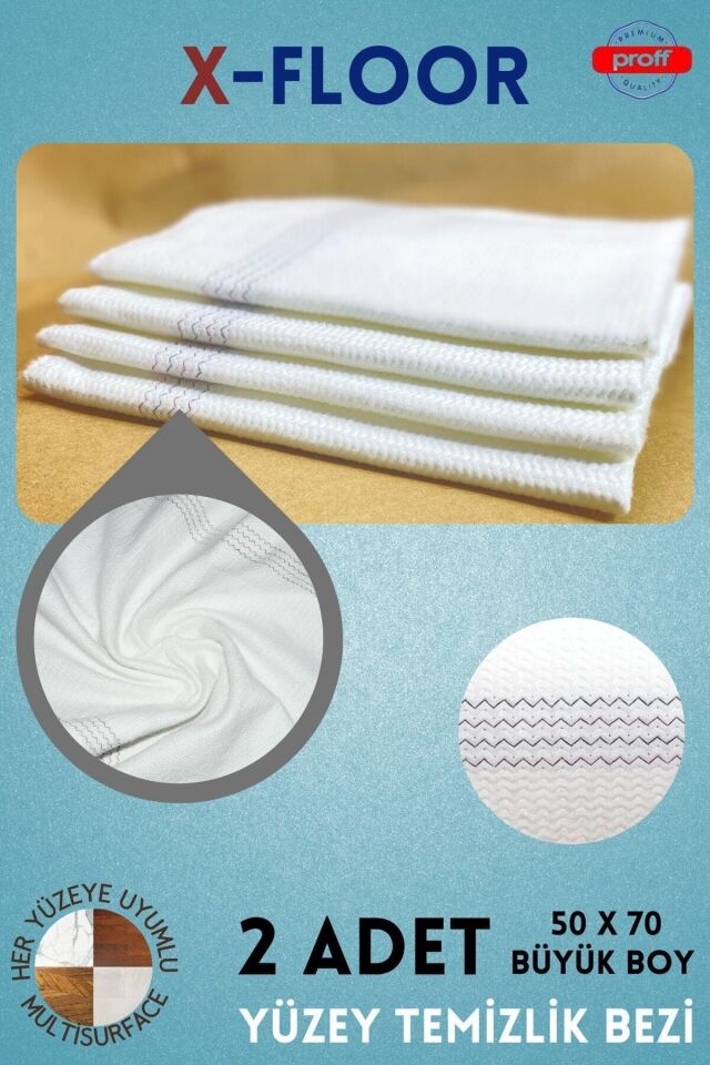 X-floor 2 Adet Büyük Boy Mucize Yer Silme Bezi - Temizlik Bezi - Sıkması Rahat Yer Bezi -50x70-