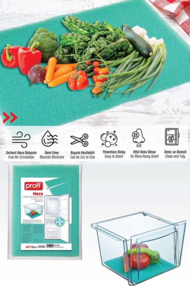 Hero Sebze Koruyucu Mat - Buzdolabı Matı - Nem Ve Küf Önleyici Buzdolabı Matı (31 X 47 CM)