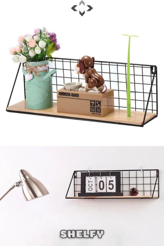 Tek Katlı Duvara Monte Mutfak Banyo Rafı Ferforje Ahşap Katlı Raf Askı Organizer Dübel Vida Dahil