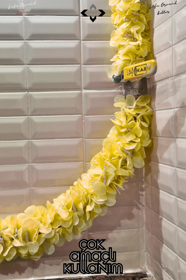 Sarı 3 Metre Doğal Orkide Görünümlü Yapay Asma Çiçek – Sarkıt Dekor, Boru Gizleme, Düğün & Nişan Süsleme