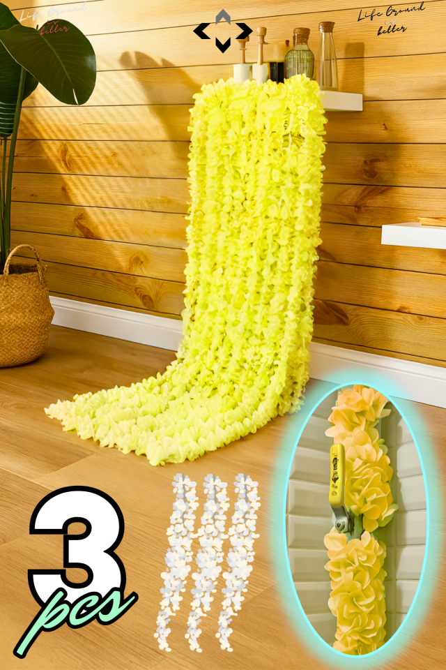 Sarı 3 Metre Doğal Orkide Görünümlü Yapay Asma Çiçek – Sarkıt Dekor, Boru Gizleme, Düğün & Nişan Süsleme