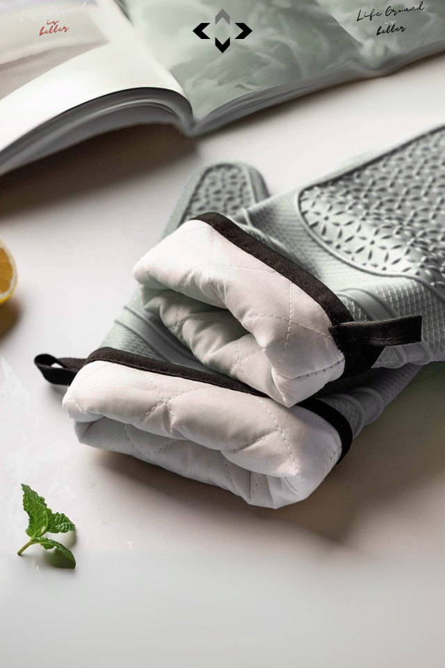 1 ADET Bej Isıya Dayanıklı Silikon Fırın Eldiveni Kaymaz Su Geçirmez Yüksek Isı Koruyucu Mutfak Eldiveni