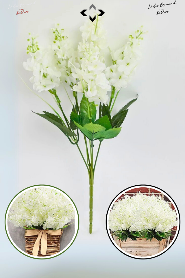 1 Adet 5 Dallı BEYAZ Yapay Lavanta Çiçeği Ev Dekorasyon Çiçeği Gelin Çiçeği Masa Vazo Çiçeği 35CM