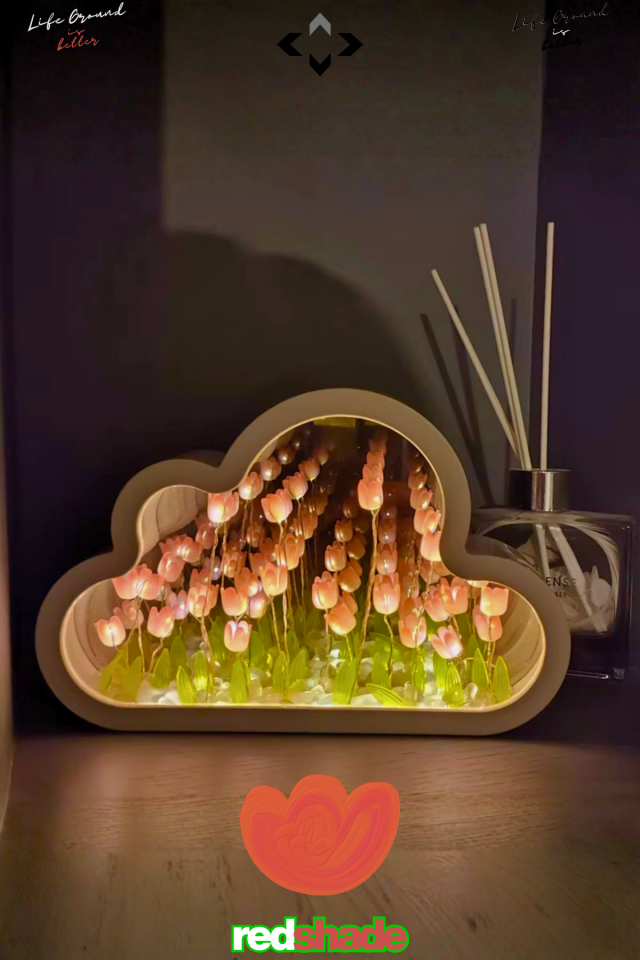 REDshade3 Modlu Bulut Tasarımlı LED Lamba Dekoratif Obje Laleli Aydınlatma Gece Lambası & Masa Süsü Biblo