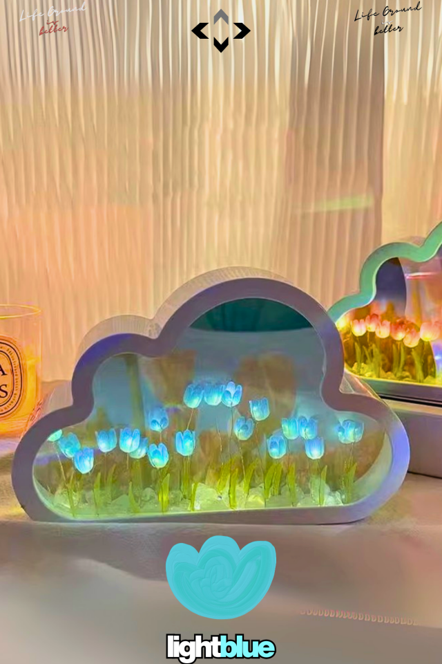 LİGHTblue3 Modlu Bulut Tasarımlı LED Lamba Dekoratif Obje Laleli Aydınlatma Gece Lambası & Masa Süsü Biblo