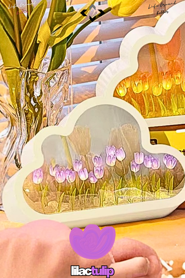 LİLACtulip 3 Modlu Bulut Tasarımlı LED Lamba Dekoratif Obje Laleli Aydınlatma Gece Lambası & Masa Süsü Biblo