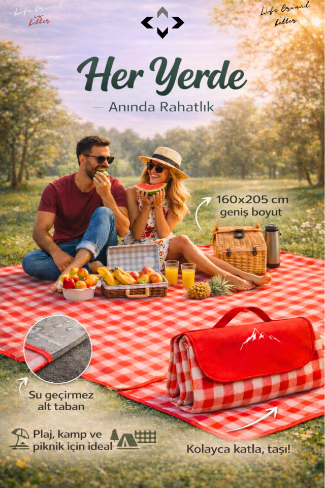 Kendinden Çantalı Katlanabilir Çok Amaçlı Kamp Matı & Piknik Örtüsü Kamp Matı Su Geçirmez 160x205 Piknik Seti(Kopya)